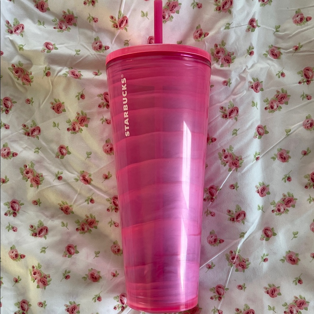 Starbucks Bright Pink Tumbler with Straw